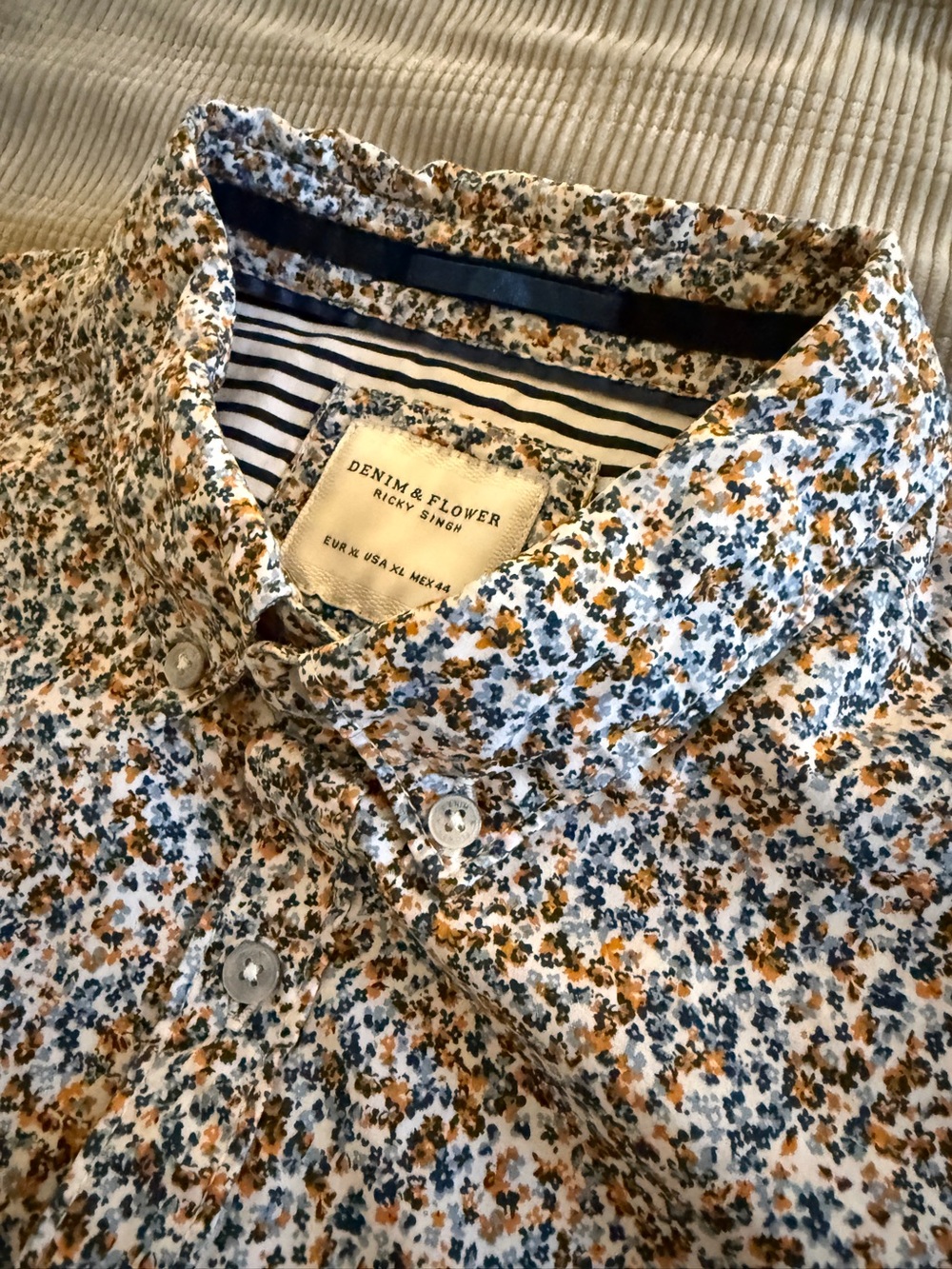 Denim & Flower Ricky Singh Men’s Floral Short Sleeve Shirt – Size XL